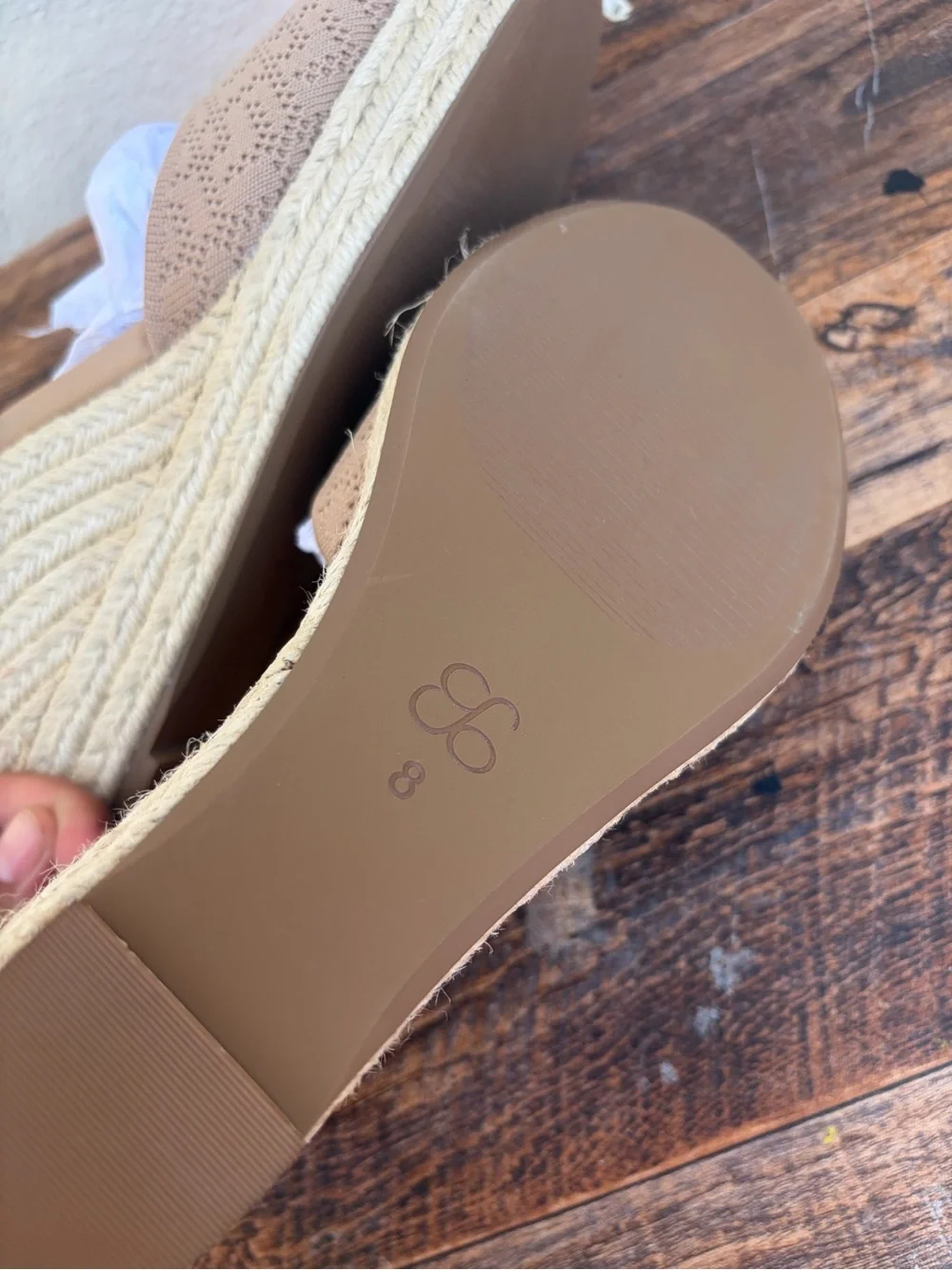 NWT and Box Womens Tan Espadrille Wedge Sandals with Ankle Strap